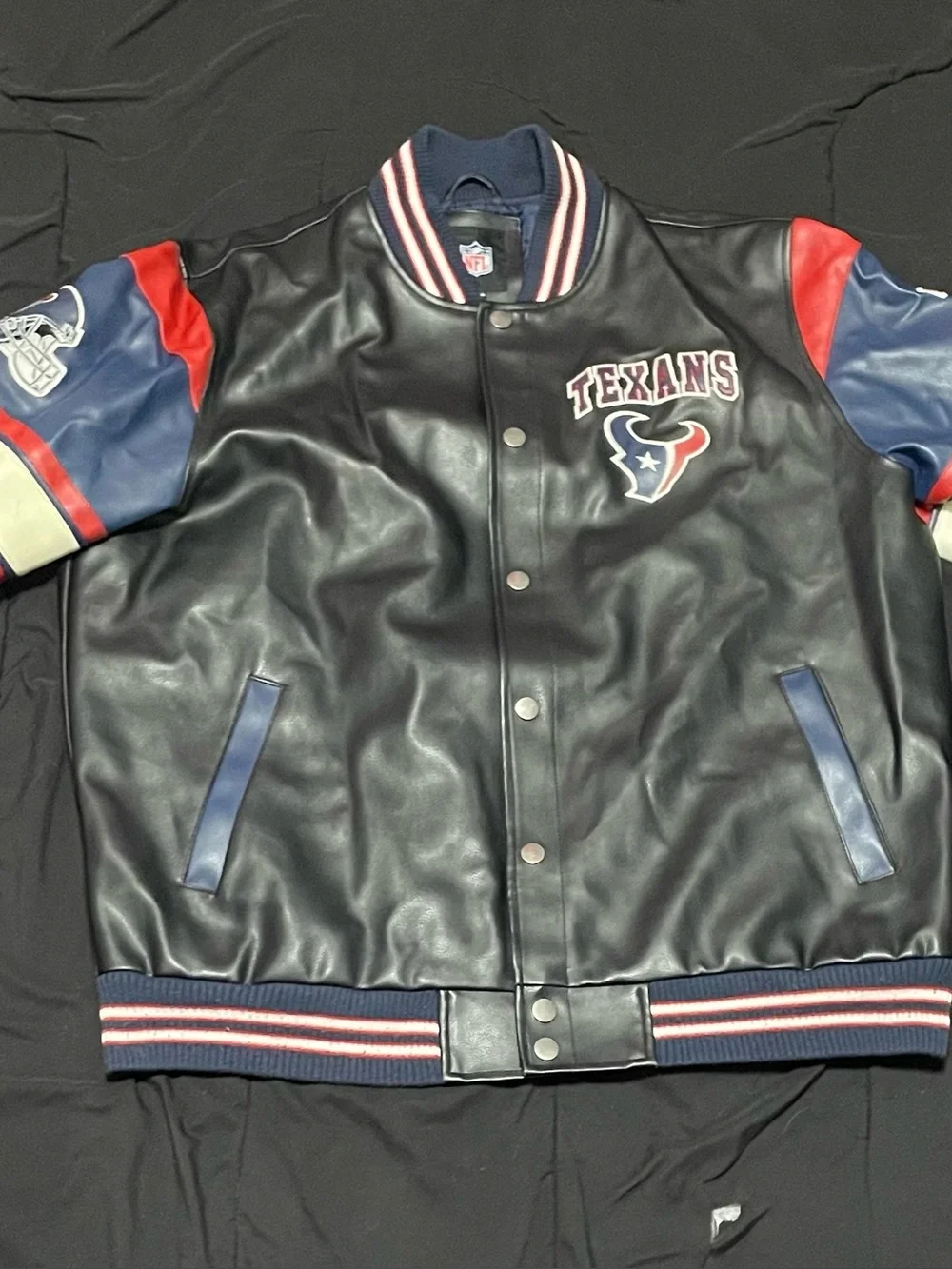 Houston Texans Officially Licensed NFL Varsity Faux Leather Jacket Men Size 2XL